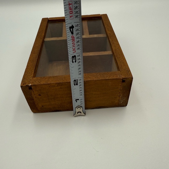 Vtg 1970's Wood Wall Display Case Shadowbox W/ Glass Slide Front 6” Tall - Picture 11 of 12